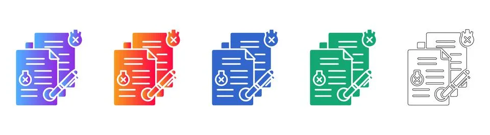 Document Rejection and Verification Icons Stock Illustration