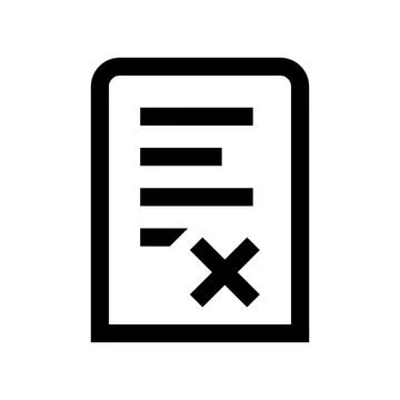 Document rejection icon with cross mark isolated on transparent background Stock Illustration