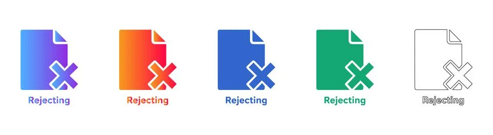 Document Rejection Icons Set with X Symbol Stockillustratie