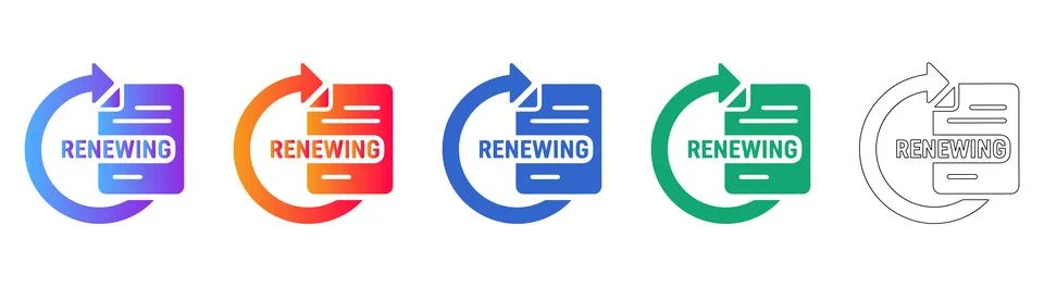 Document Renewing Icons with Gradient and Outline Styles Stock Illustration