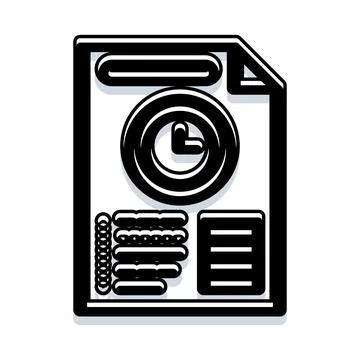 Document report with clock icon tracking time data Stock Illustration