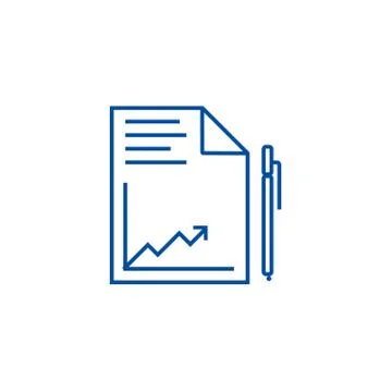Document report with graph and pen line icon concept. Document report with graph Stock Illustration