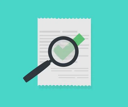 Document reports, money payment verification analysis design and illustration. Stock Illustration