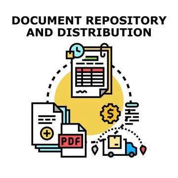 Document repository and distribution system concept Stock Illustration
