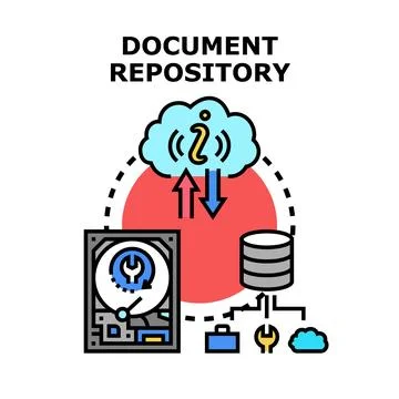 Document repository concept storing and managing information Stock Illustration