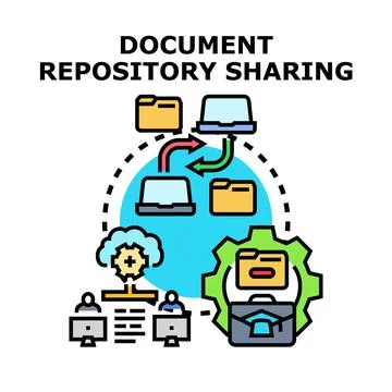 Document repository sharing concept for online storage Stock Illustration