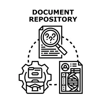 Document repository system managing information storage and retrieval Stock Illustration