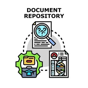 Document repository system managing information storage and retrieval Stock Illustration