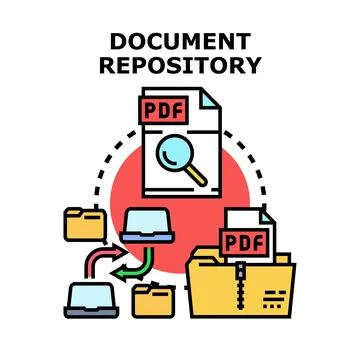 Document repository system storing digital information files Stock Illustration