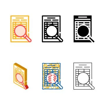 Document research color minimal icon vector isolated Stock Illustration
