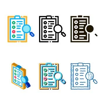 Document research range icon vector outline Stock Illustration