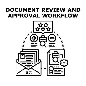 Document review and approval workflow process system Illustrazione stock