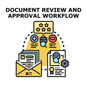Document review and approval workflow process system 스톡 일러스트