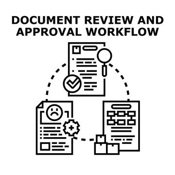 Document review and approval workflow process cycle Illustrazione stock