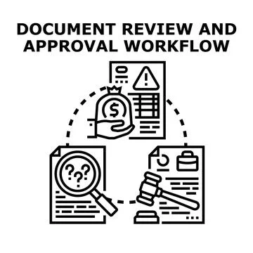Document review and approval workflow process illustration Stock Illustration