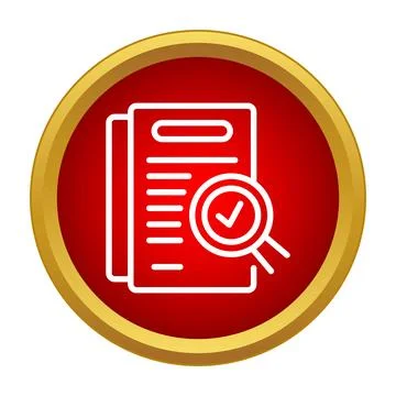 Document review and audit icon with magnifying glass Stock Illustration
