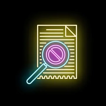 Document review with forbidden data neon light concept Stockillustratie