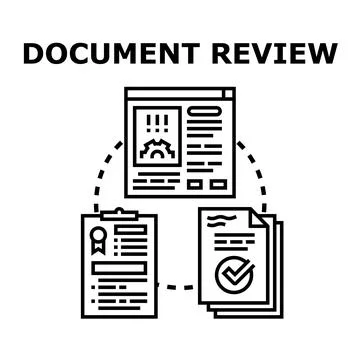 Document review process checking information data Illustrazione stock