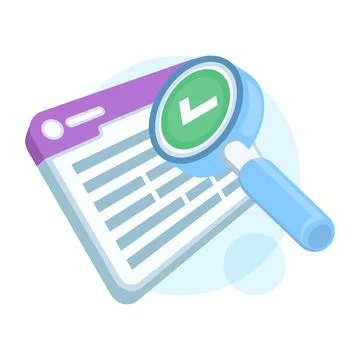 Document review website icon, online digital document Stock Illustration