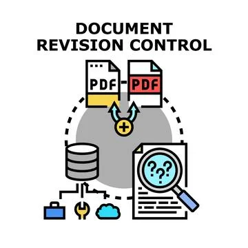 Document revision control system managing file versions Stock Illustration