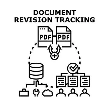 Document revision tracking development and collaboration process Illustrazione stock