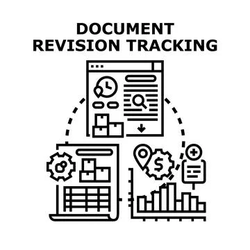 Document revision tracking system managing business data Stockillustratie