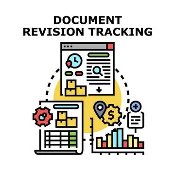 Document revision tracking system managing business data Stock Illustration
