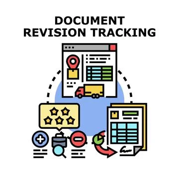 Document revision tracking system managing project workflow Stock Illustration