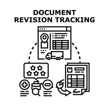 Document revision tracking system managing project workflow Stock Illustration