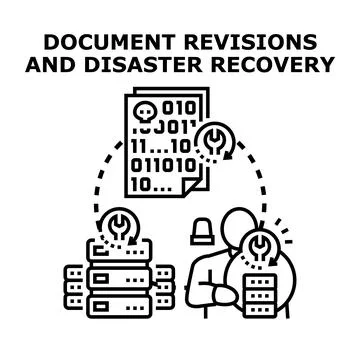 Document revisions data recovery and information backup solution 库存插图