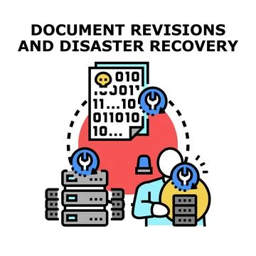 Document revisions data recovery and information backup solution Illustrazione stock