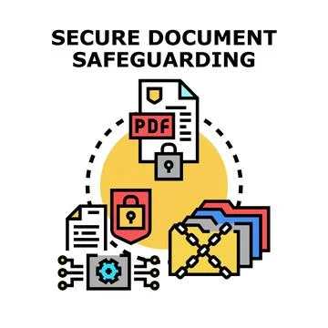 Document safeguarding creating secure digital information protection Illustrazione stock