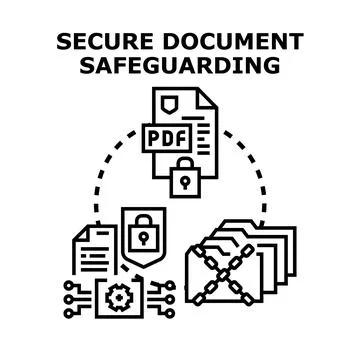 Document safeguarding creating secure digital information protection Stock Illustration