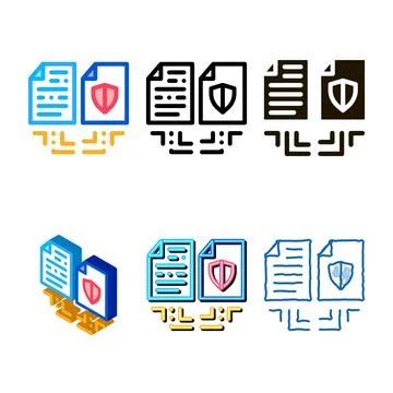 Document safety icon vector multistyle outline symbol Illustrazione stock