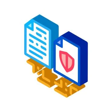 Document safety isometric icon vector illustration color 스톡 일러스트