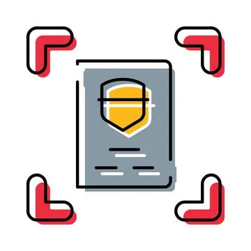 Document scanner icon identifying secure data privacy イラスト素材