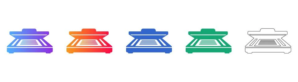 Document Scanner Icons in Gradient and Outline Variations Stock Illustration