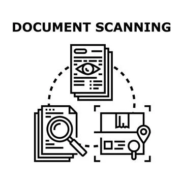 Document scanning and analysis for data digitization Stock Illustration