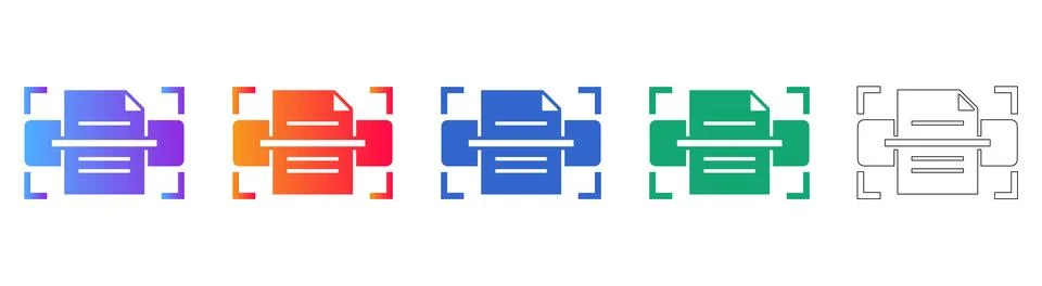 Document Scanning and File Processing Icons Stock Illustration