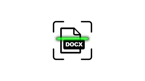 Document scanning animation, black docx file icon with green scanning line .. Stock Footage 346498395