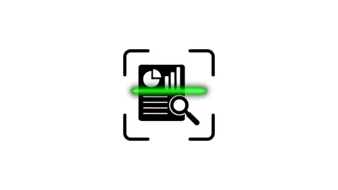 Document scanning animation with data analysis icon showing green progress .. Stock Footage 346498312