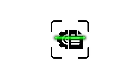 Document scanning animation with a gear icon symbol representing automated .. Stock Footage 346498492
