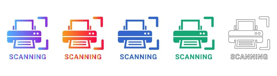 Document Scanning Icon Set Stock Illustration