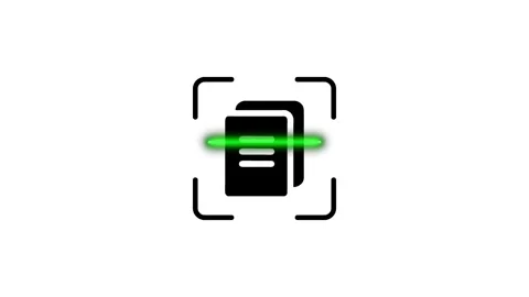 Document scanning motion graphic animation with green laser effect, digital.. Stock Footage 346498355