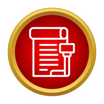 Document scroll with rubber stamp icon symbol Stock Illustration