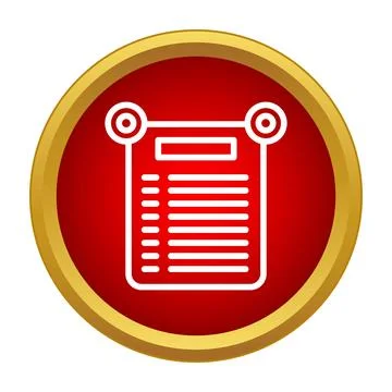 Document scroll vector icon on red and gold button Stock Illustration