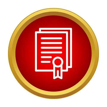 Document with seal icon representing certificate or diploma 库存插图
