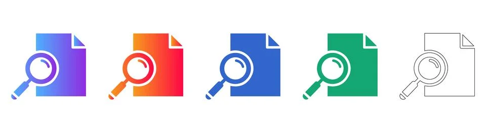 Document Search and Analysis Icon Set Stockillustratie