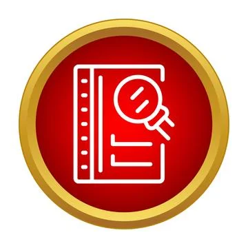 Document search and analysis icon in red circle Illustrazione stock