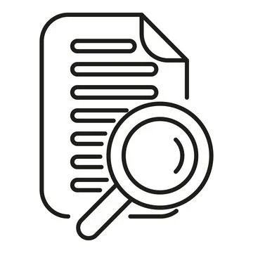 Document search and analysis magnifying glass icon Stock Illustration